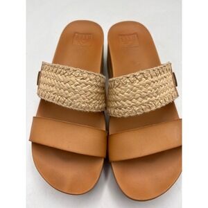 Reef Cushion Vista Higher Platform Sandals Brown Woven Slide Women's 7.5